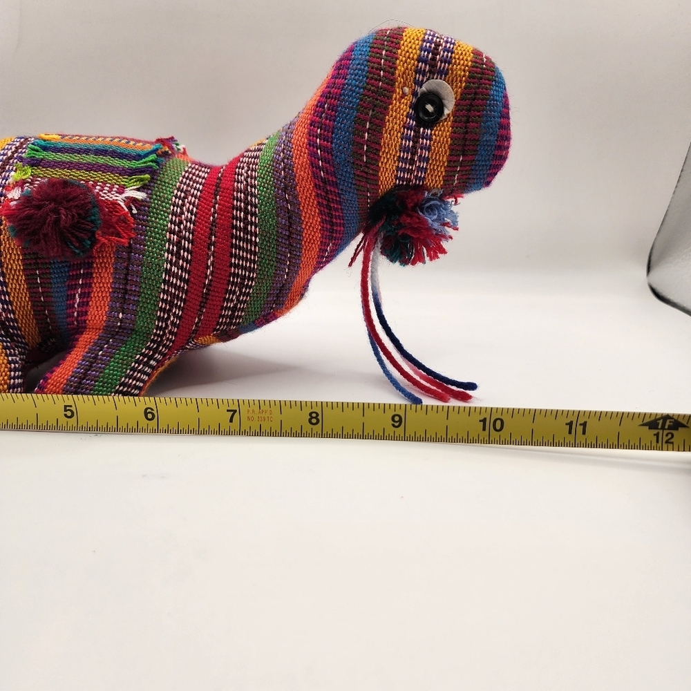 Guatemalan Textile Dinosaur Plush Fiesta Stripe 10" - Picture 6 of 6